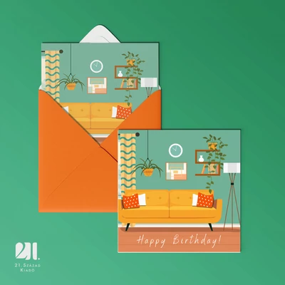 Happy Birthday! - Kanapé és könyv - képeslap