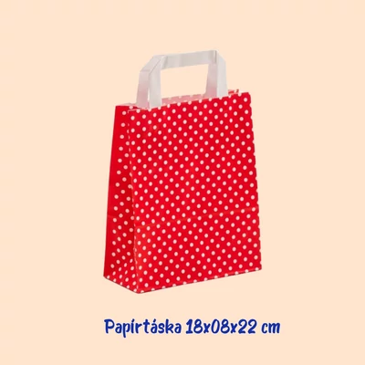Papírtáska kicsi - pöttyös, piros