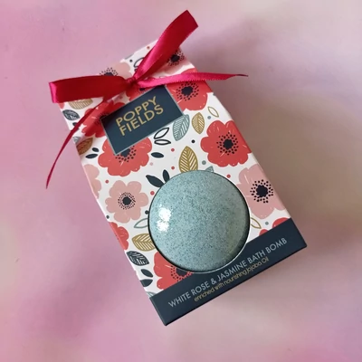 Fürdőbomba Díszcsomagolásban - Mákvirág - piros masnis
